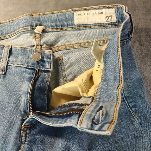 Rag & Bone Womens Skinny Jeans 27 Blue Distressed Raw Hem Denim Casual - Picture 3 of 12